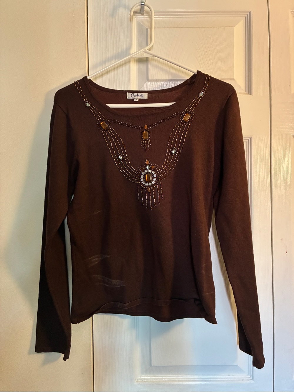 Christopher & Banks Brown Embellished Long-Sleeve Tee